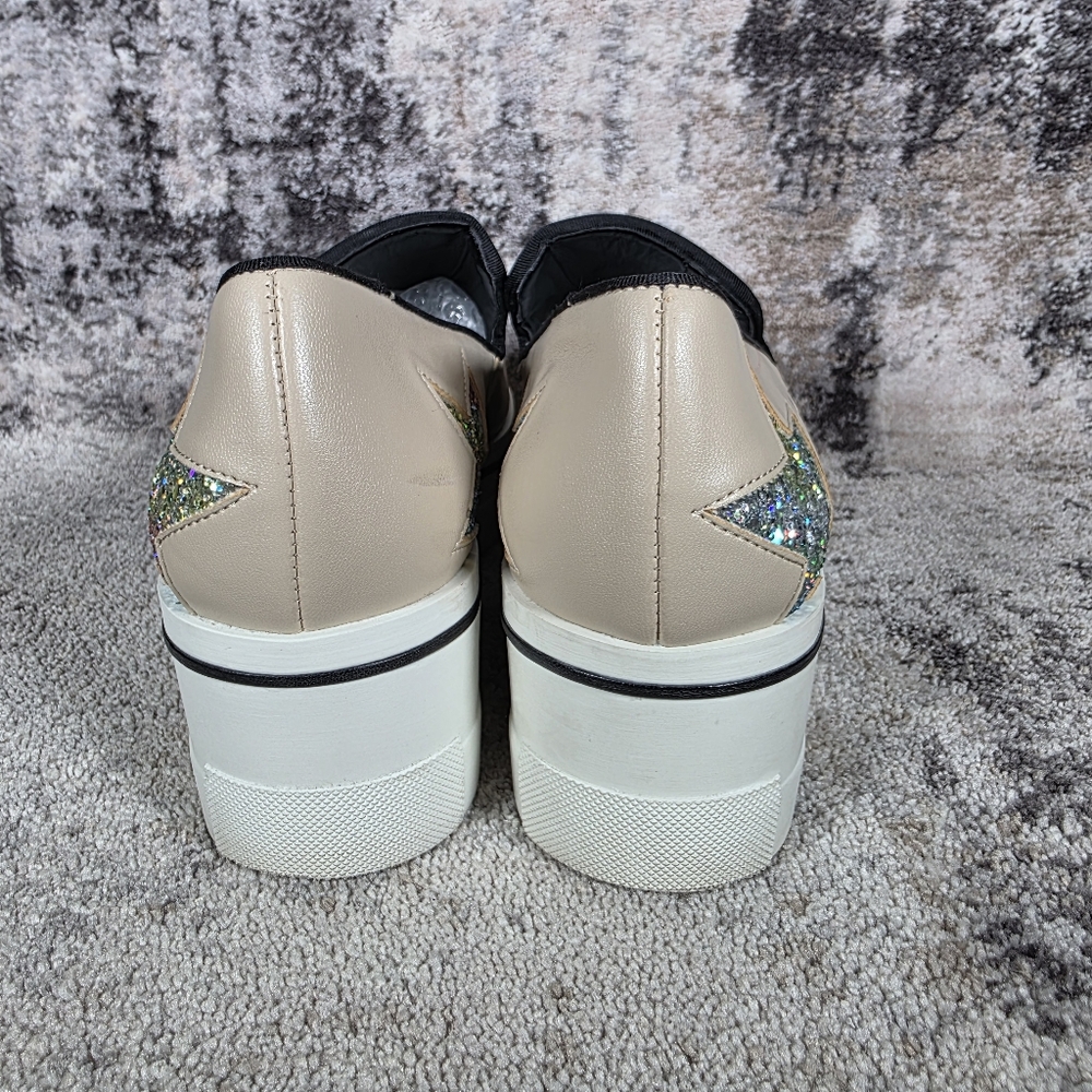 Stella McCartney Women's Binx Star Slip-On Platforms Cream Sparkle Size 38/8 - Picture 7 of 12
